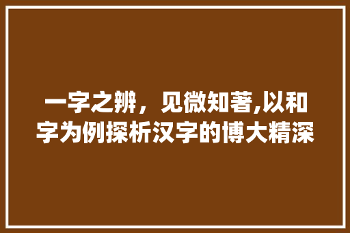 一字之辨，见微知著,以和字为例探析汉字的博大精深_一个字的意思的作文