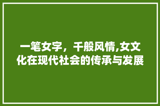 一笔女字，千般风情,女文化在现代社会的传承与发展_女字加一笔的意思是