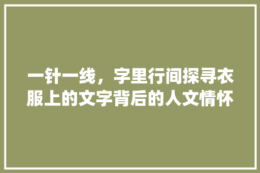 一针一线，字里行间探寻衣服上的文字背后的人文情怀_衣服上的字是什么意思 诗词应用