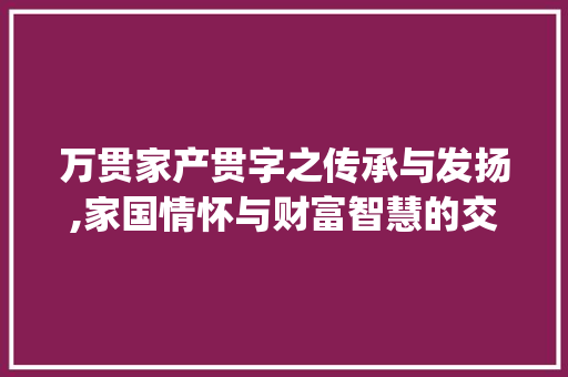 万贯家产贯字之传承与发扬,家国情怀与财富智慧的交融_万贯家产贯字的意思