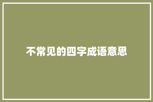 不常见的四字成语意思