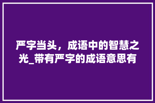 严字当头，成语中的智慧之光_带有严字的成语意思有哪些