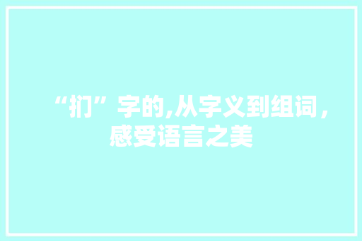 “扪”字的,从字义到组词，感受语言之美 应用文