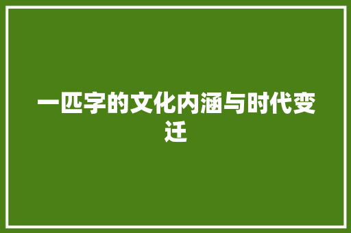 一匹字的文化内涵与时代变迁