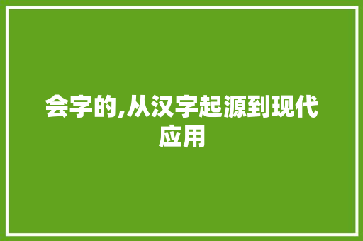 会字的,从汉字起源到现代应用
