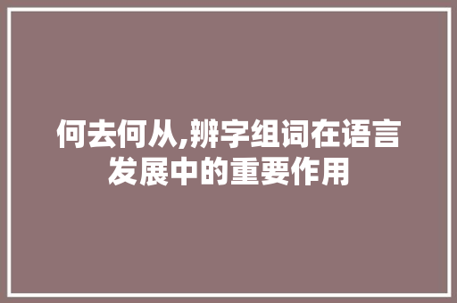 何去何从,辨字组词在语言发展中的重要作用 社交媒体