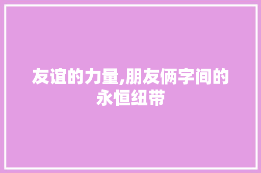 友谊的力量,朋友俩字间的永恒纽带