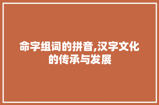 命字组词的拼音,汉字文化的传承与发展 职场写作