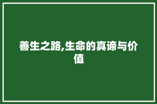 善生之路,生命的真谛与价值 诗词体裁