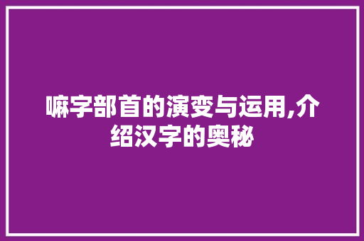 嘛字部首的演变与运用,介绍汉字的奥秘