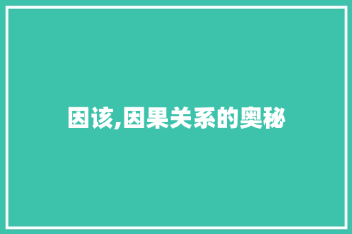因该,因果关系的奥秘