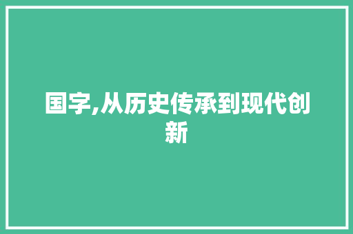 国字,从历史传承到现代创新
