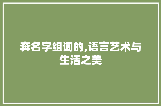 奔名字组词的,语言艺术与生活之美