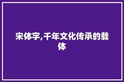 宋体字,千年文化传承的载体