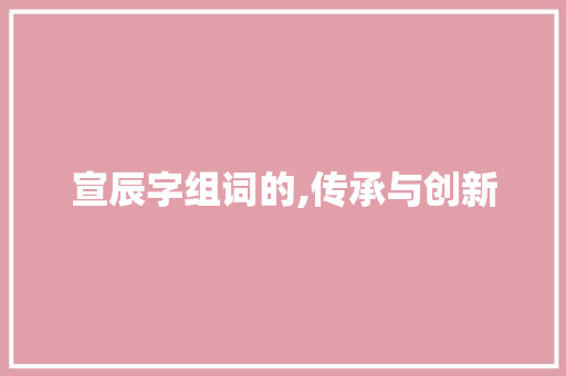 宣辰字组词的,传承与创新