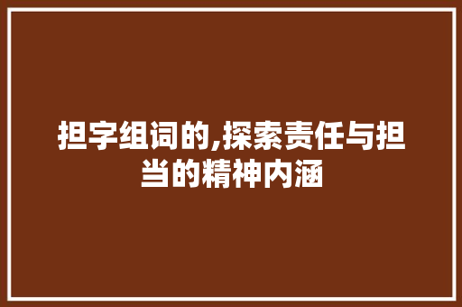 担字组词的,探索责任与担当的精神内涵 诗词应用