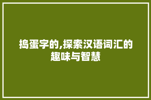 捣蛋字的,探索汉语词汇的趣味与智慧
