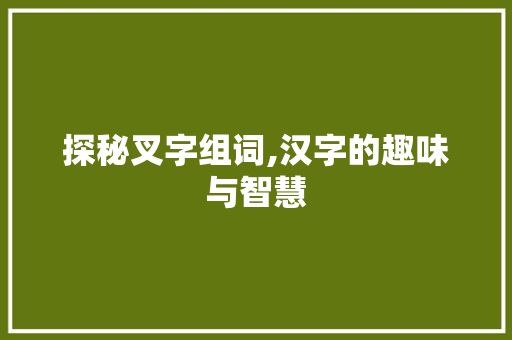 探秘叉字组词,汉字的趣味与智慧