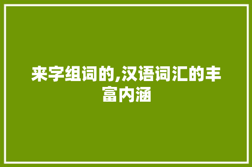 来字组词的,汉语词汇的丰富内涵
