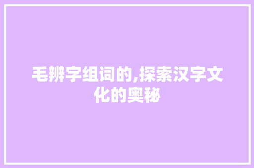 毛辨字组词的,探索汉字文化的奥秘