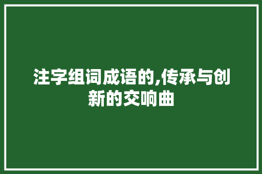 注字组词成语的,传承与创新的交响曲 工作总结