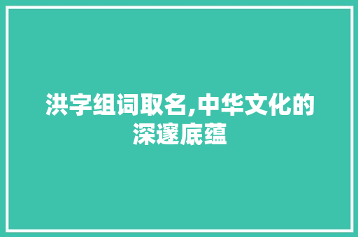 洪字组词取名,中华文化的深邃底蕴
