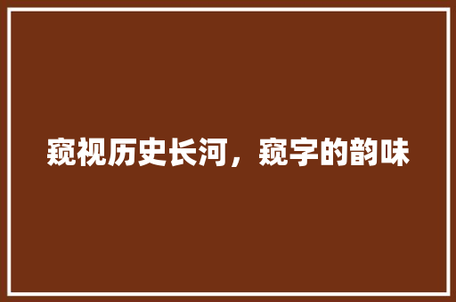 窥视历史长河，窥字的韵味