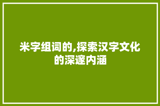 米字组词的,探索汉字文化的深邃内涵