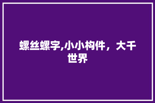螺丝螺字,小小构件，大千世界