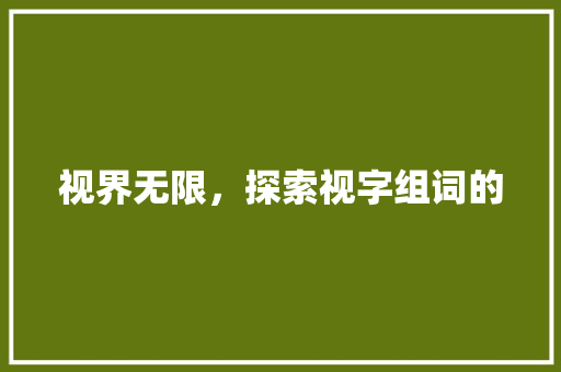 视界无限，探索视字组词的