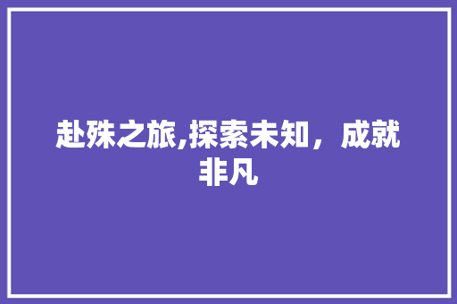 赴殊之旅,探索未知，成就非凡