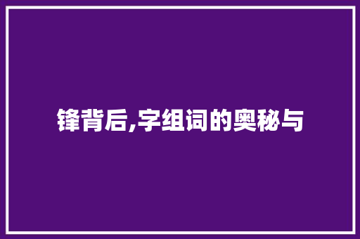 锋背后,字组词的奥秘与