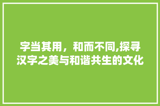 字当其用，和而不同,探寻汉字之美与和谐共生的文化内涵_与字当和的意思时应当读