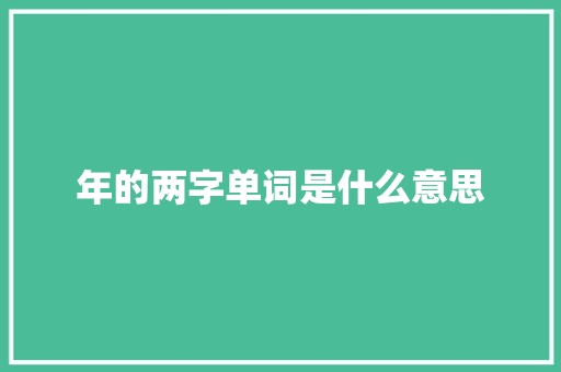 年的两字单词是什么意思