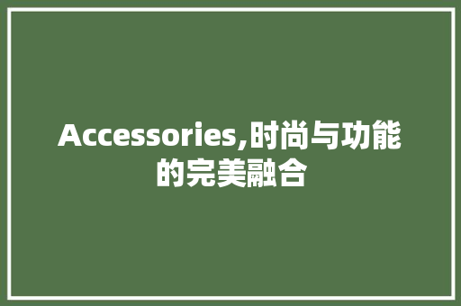 Accessories,时尚与功能的完美融合