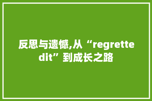 反思与遗憾,从“regrettedit”到成长之路