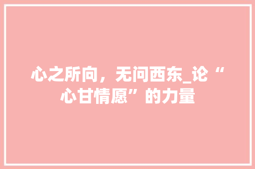 心之所向，无问西东_论“心甘情愿”的力量