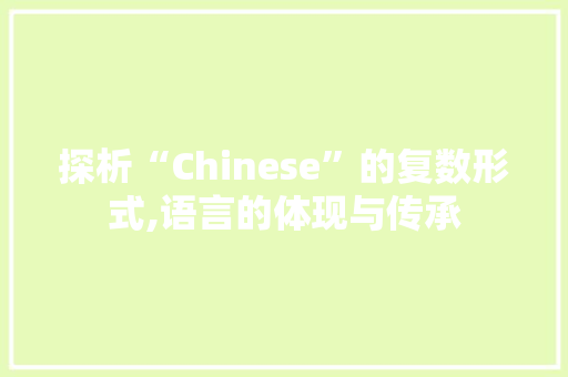 探析“Chinese”的复数形式,语言的体现与传承