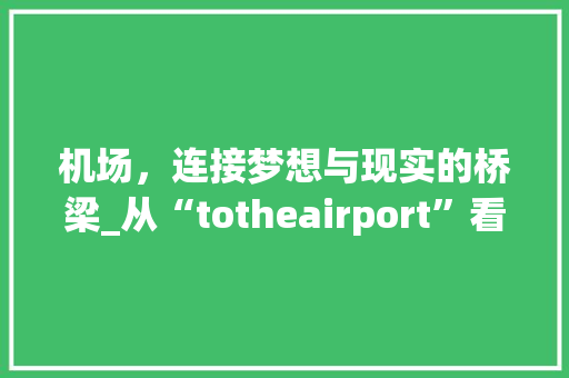 机场，连接梦想与现实的桥梁_从“totheairport”看现代交通发展