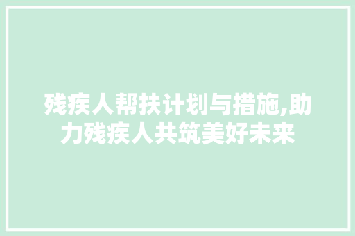 残疾人帮扶计划与措施,助力残疾人共筑美好未来