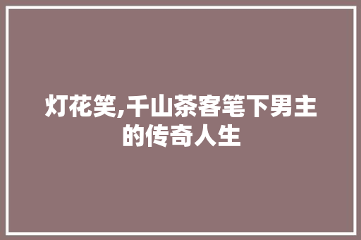灯花笑,千山茶客笔下男主的传奇人生