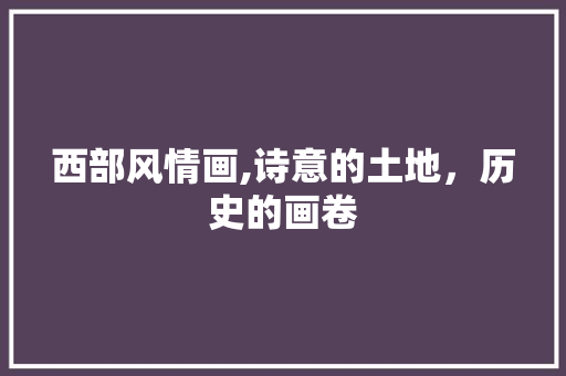 西部风情画,诗意的土地，历史的画卷