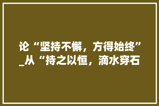 论“坚持不懈，方得始终”_从“持之以恒，滴水穿石”的成语感悟人生