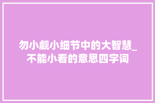 勿小觑小细节中的大智慧_不能小看的意思四字词