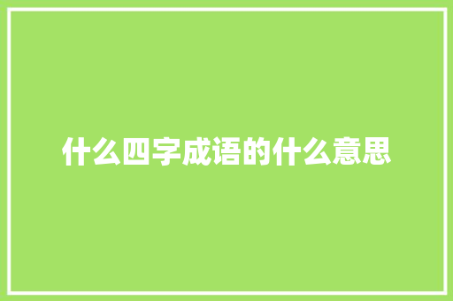 什么四字成语的什么意思