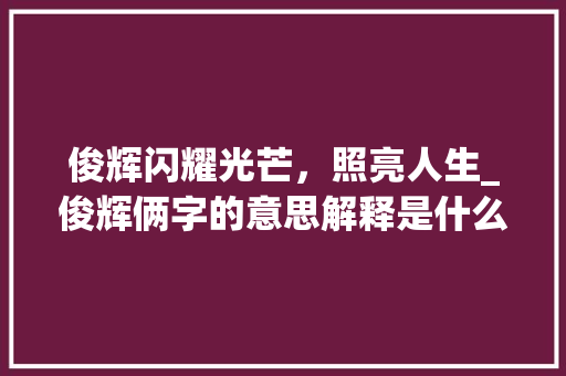 俊辉闪耀光芒，照亮人生_俊辉俩字的意思解释是什么