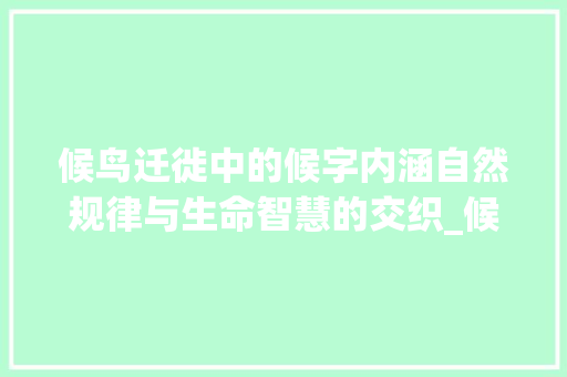 候鸟迁徙中的候字内涵自然规律与生命智慧的交织_候鸟的候字是什么意思 诗词鉴赏