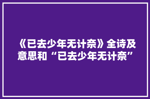 《已去少年无计奈》全诗及意思和“已去少年无计奈”的拼音注释