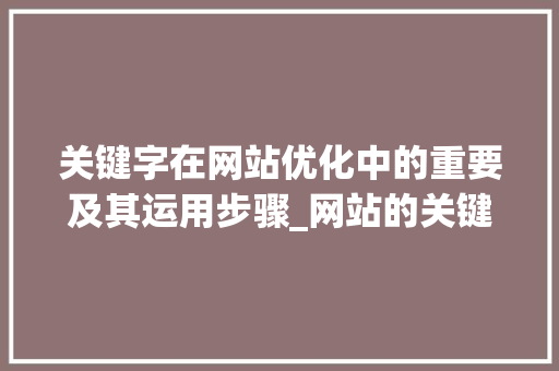关键字在网站优化中的重要及其运用步骤_网站的关键字是什么意思