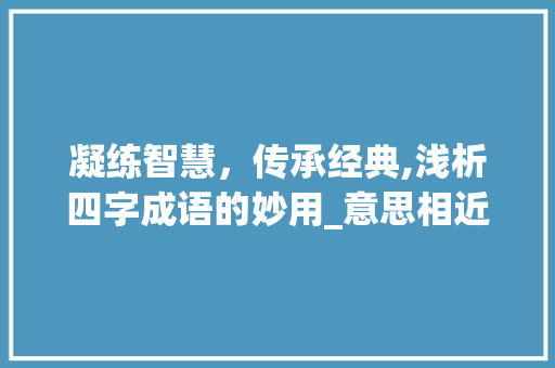 凝练智慧，传承经典,浅析四字成语的妙用_意思相近的4个四字成语